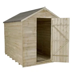 8x6ft Forest Natural Timber Overlap Apex Pressure Treated Wooden Shed