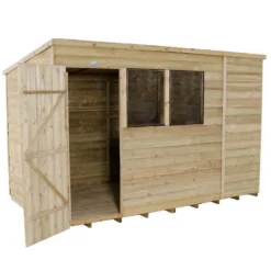 10x6ft Forest Wooden Overlap Pressure Treated Pent Shed -incl. Installation