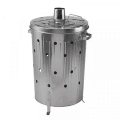 None Garden Galvanised Steel Incinerator / Fire Bin With Lid - 85L