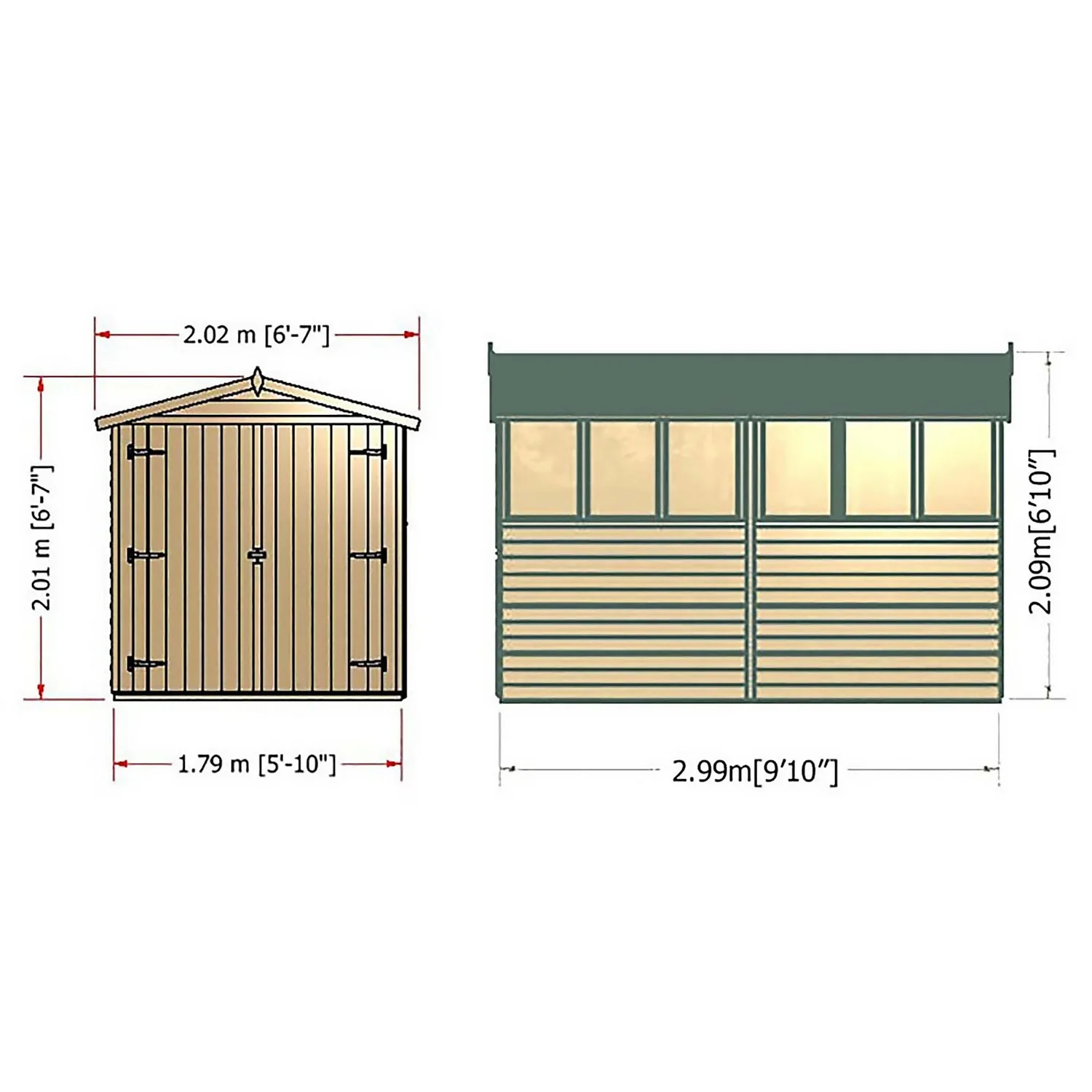 Shire 10 X 6ft Shed Overlap Double Door - Image 9