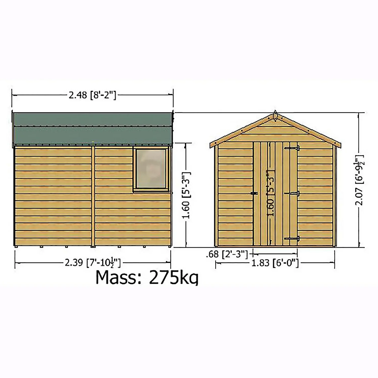 Shire 8 X 6ft Durham Shed Single Door - Image 8