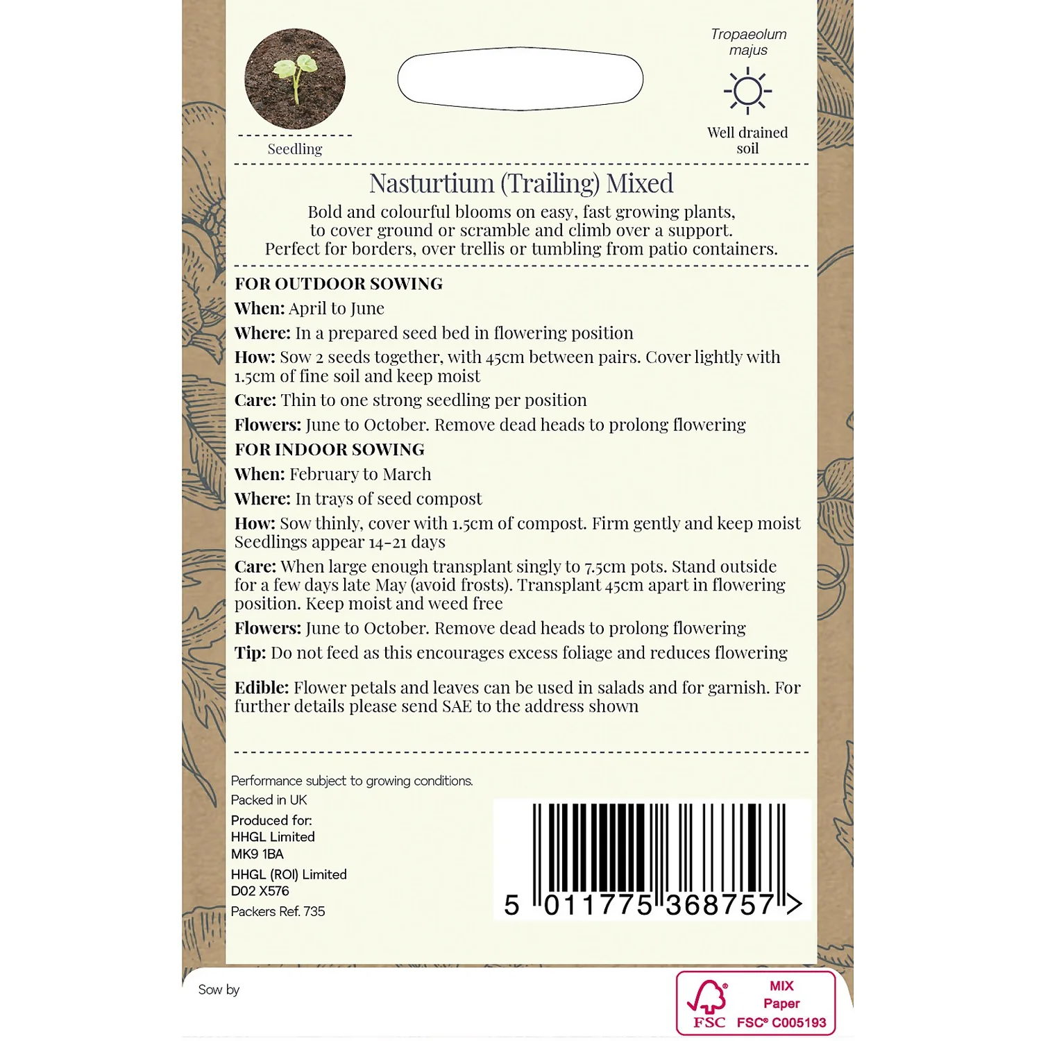 Country Living Nasturtium Trailing Mixed - Image 2