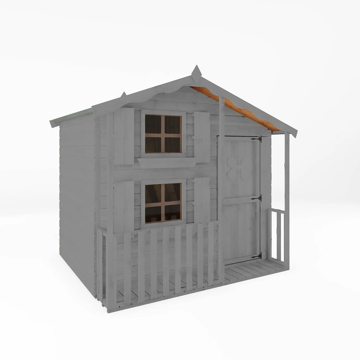 Country Living 8ft X 6ft Premium Colton Double Storey Playhouse With Veranda Painted + Installation - Thorpe Towers Grey