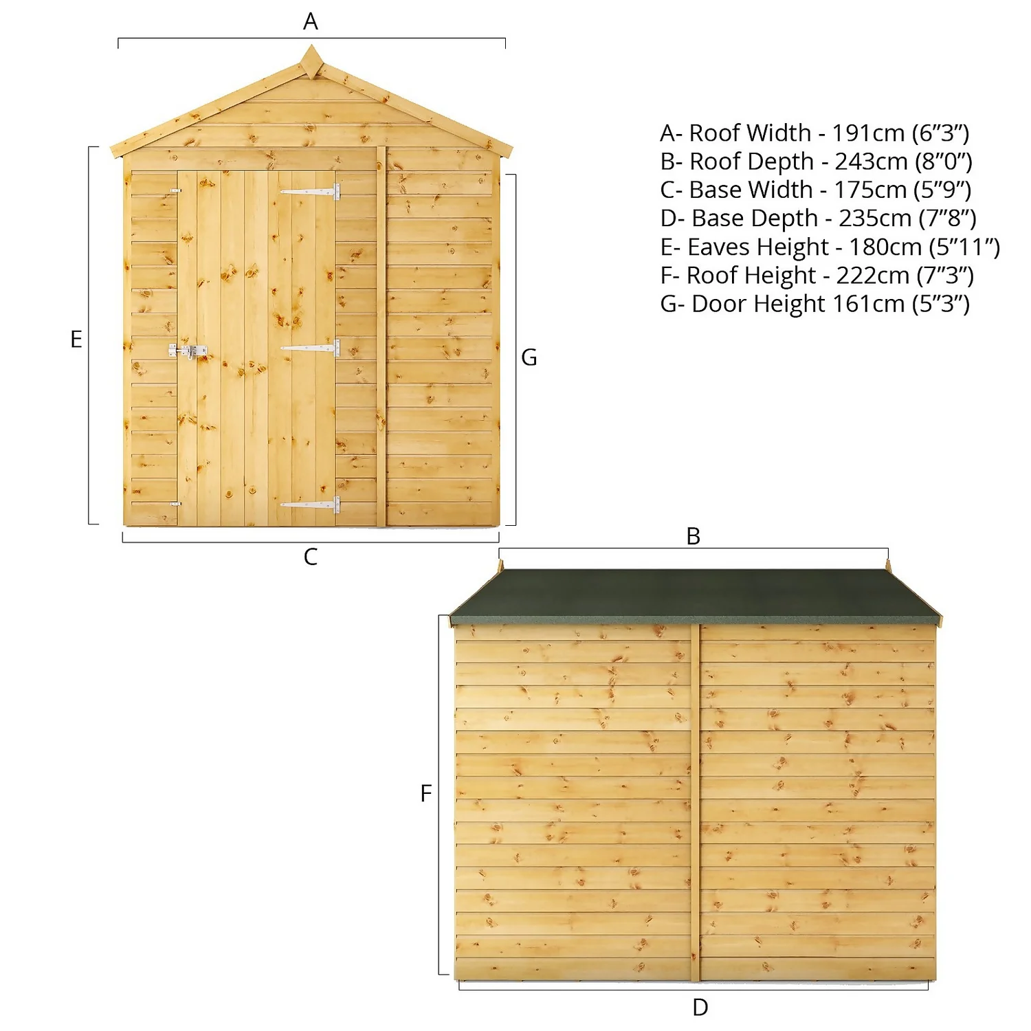 Mercia 8ft X 6ft Premium Windowless Shiplap Apex Shed - Image 6