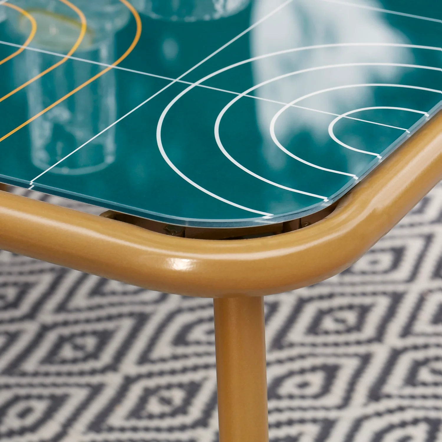 Omari Metal Garden Corner Sofa Set - Teal & Gold - Image 4