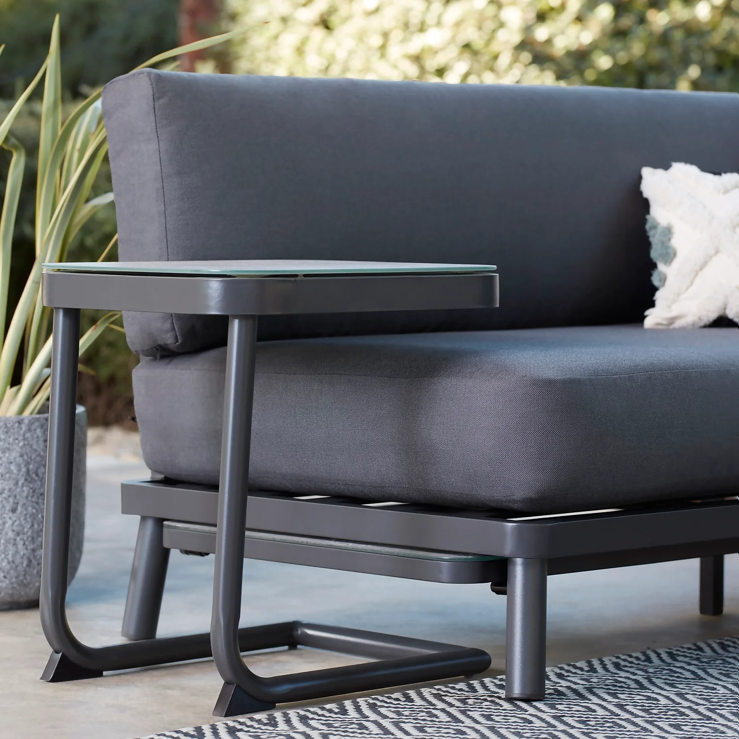 Heba Grey Metal Garden Corner Sofa Set - Image 3