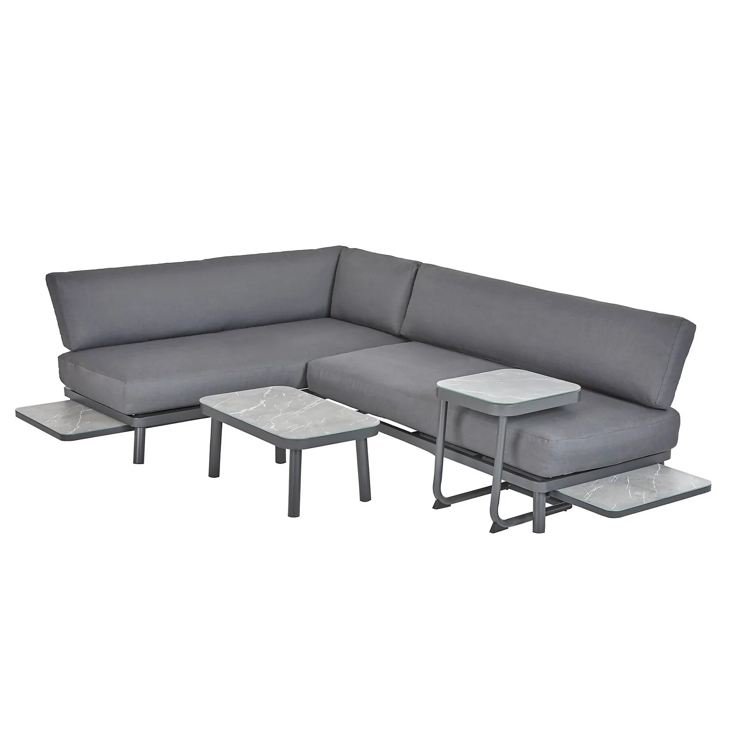 Heba Grey Metal Garden Corner Sofa Set - Image 6