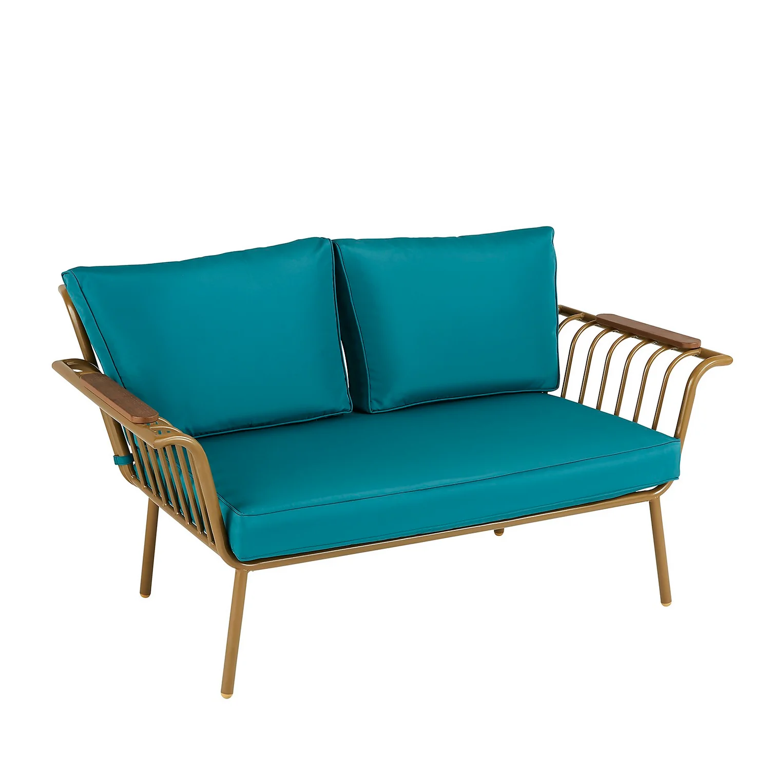 Omari Metal Garden Sofa Set - Teal & Gold - Image 6
