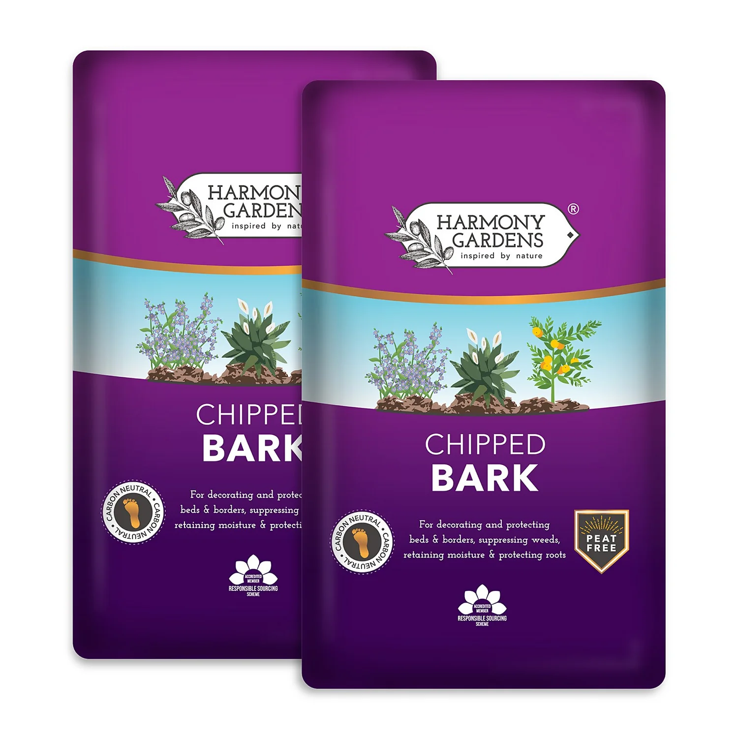 Harmony Gardens Bark Chip - 2 Bags (Total 100 Litres / 40Kg)